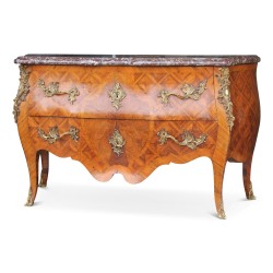 Louis XV Kommode \"Belay-Modell\" in violetter Holzintarsienarbeit